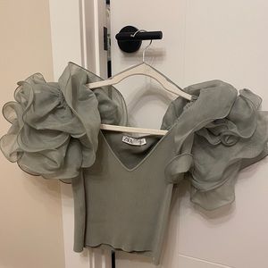 Sage organza crop top